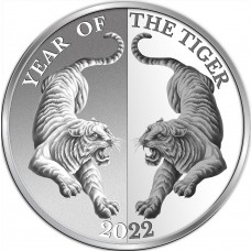 2022 1 oz $5 NZD Tokelau Mirror Chinese Lunar Year of the Tiger Silver Proof Coin 