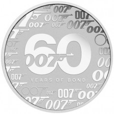 2022 1 oz $1 Tuvalu 007 James Bond 60th Anniversary Silver Coin BU in Capsule