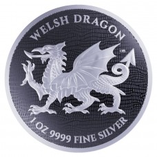 2022 1oz  $2 NZD Niue Welsh Dragon Heraldic Series Silver Coin BU (In Capsule)