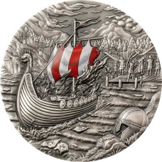2021 2 Oz $10 Palau Silver Vikings Rites of Passage - Afterlife Series Antique Finish Coin