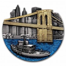 2022 5000 CFA Francs 5 oz Congo World Famous Bridges: Brooklyn Bridge Shaped Antique Finish Silver Coin (PRE-SALE)