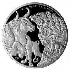 2023 1 Kilo 100000 CFA Chad Bull & Bear Silver Coin BU (In Capsule) 
