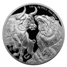2023 1 oz 5000 CFA Chad Silver Bull & Bear Coin BU 