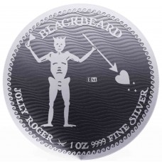 2023 1oz $2 NZD Niue Blackbeard - Jolly Roger Series Silver Coin BU (In Capsule)