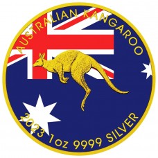 2023 1 oz Australian Silver Kangaroo Flag Colorized 24k Gold Gilded Coin 