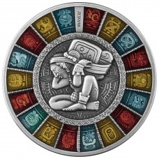 2023 2 oz Niue $2 Silver Haab Calendar High Relief Antique finish Coin