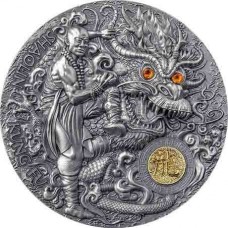 2023 2 oz $5 Niue Silver Shaolin Kung Fu Dragon Martial Arts Styles Antique finish Coin