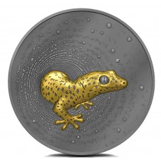 2023 2 oz Cameroon 2000 Francs CFA Silver Herpeton Gecko Dark Gilded Coin