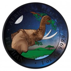 2023 1 oz African Wildlife Somalian Elephant Black Platinum Night Coin