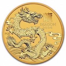 2024 $15 Australia 1/10 oz Gold Lunar Dragon Series III BU Coin In Capsule