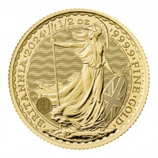 2024 1/2 oz £50 GBP UK 9999 Gold Britannia KING CHARLES III BU Coin
