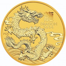 2024 1/20 oz $5 AUD Australian Lunar Series III Year of the Dragon Gold Coin