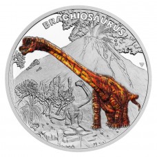 2024 1 oz $1 NZD Niue Prehistoric World – Brachiosaurus Coloured Proof Silver Coin (with Gift Box and COA) (PRE-SALE)