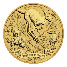 2024 1 oz $100 AUD Australian Perth Mint 125th Anniversary Gold Coin BU (In Capsule)