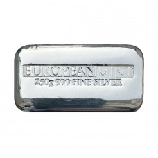 250g European Mint 999 Fine Silver Poured Bullion Bar
