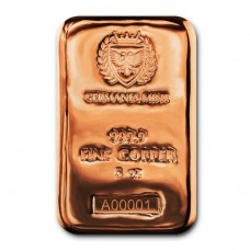 5oz 999.9 Fine Copper Germania Mint Cast Bar