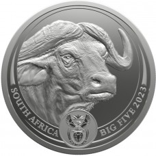 2023 1 oz 5 Rand South African Big Five Silver Buffalo Coin BU (In Blister Card)