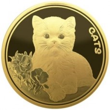 2023 1/10 oz $ 50 Cent Fiji Cats .999 Proof-like Gold Coin (in Capsule)