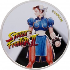 2021 1 oz $0.50 Dollars Street Fighter II 30th Anniversary Chun Li Silver Coloured BU Coin 