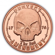 1 oz Skull Protect 2nd Amendment 999 Copper round