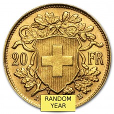 Swiss Gold 20 Francs Vreneli Helvetia (Random Year)