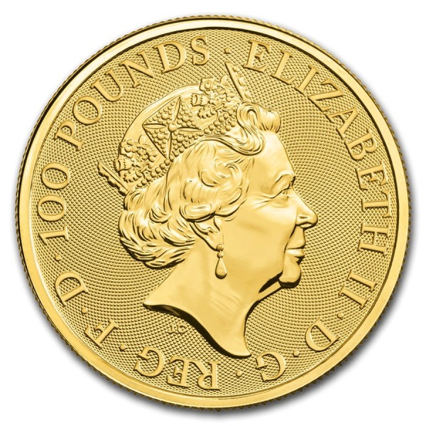 2019 1 oz £100 GBP UK Gold Queen's Beasts The Yale of Beaufort Coin BU ...